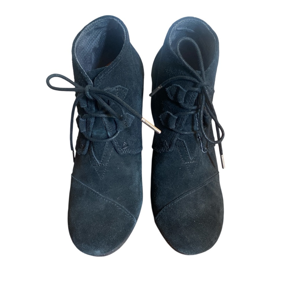 Toms Kaia Wedge Black Suede Booties - Picture 13 of 13